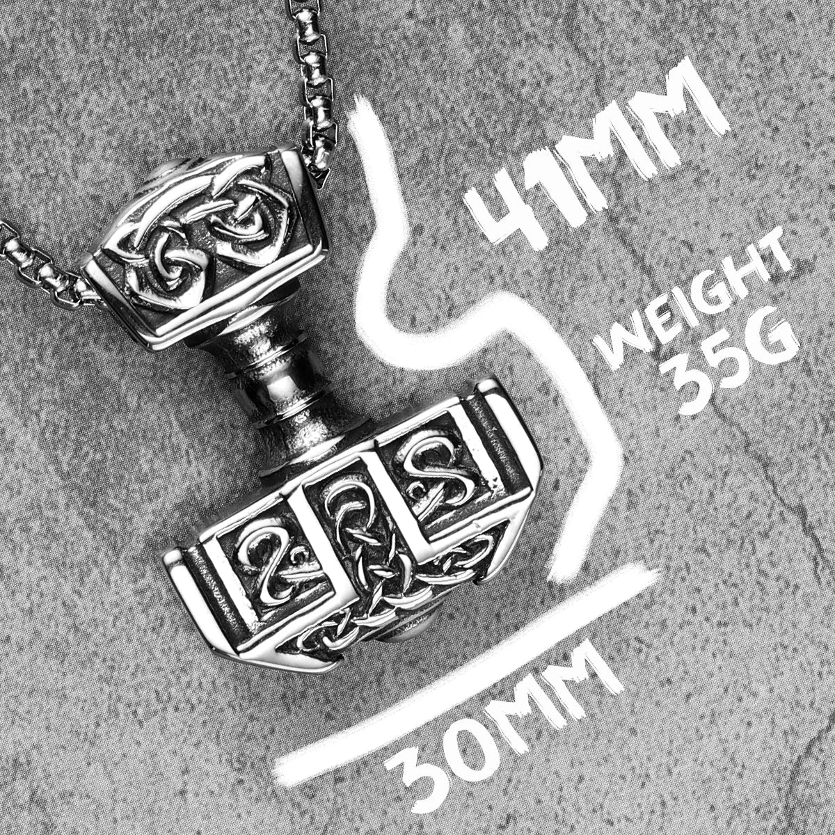 Thor's Hammer Men Necklaces With Pendant Stainless Steel Jewelry For Male Women Carving Punk Hip Hop Accessories Gifts...