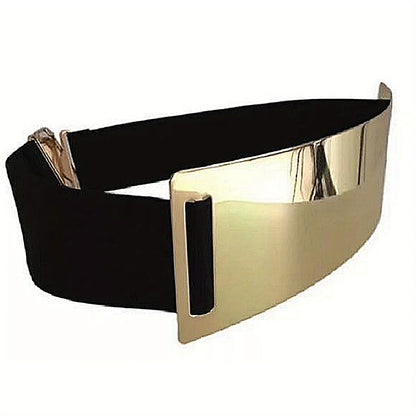 Punk-Elegant Metallic Glossy Wide Belt Waistband - Perfect for Y2K Dresses & Girdles! | Kimlud Mid Range Dress
