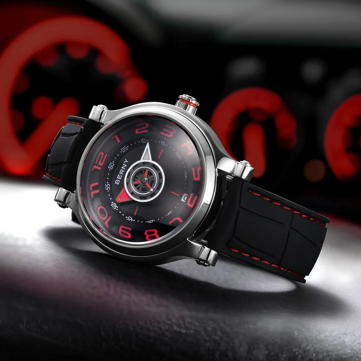 BERNY Men's Mechanical Watch Sapphire Miyota 8215 Multifunction Super Luminous Watch Compass Tire Dial Cool Play Men Wristwatch