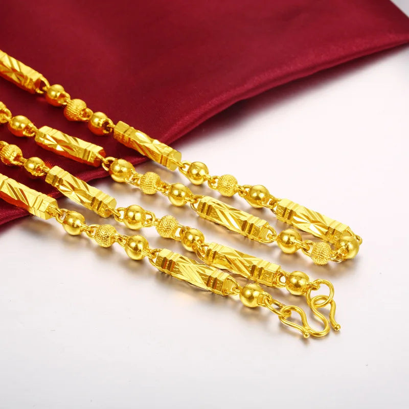 Men's Electroplated 18K Gold Necklace Hexagonal Buddha Bamboo Chain Exquisite Jewelry Clavicle Necklace Birthday Gift - Kimlud