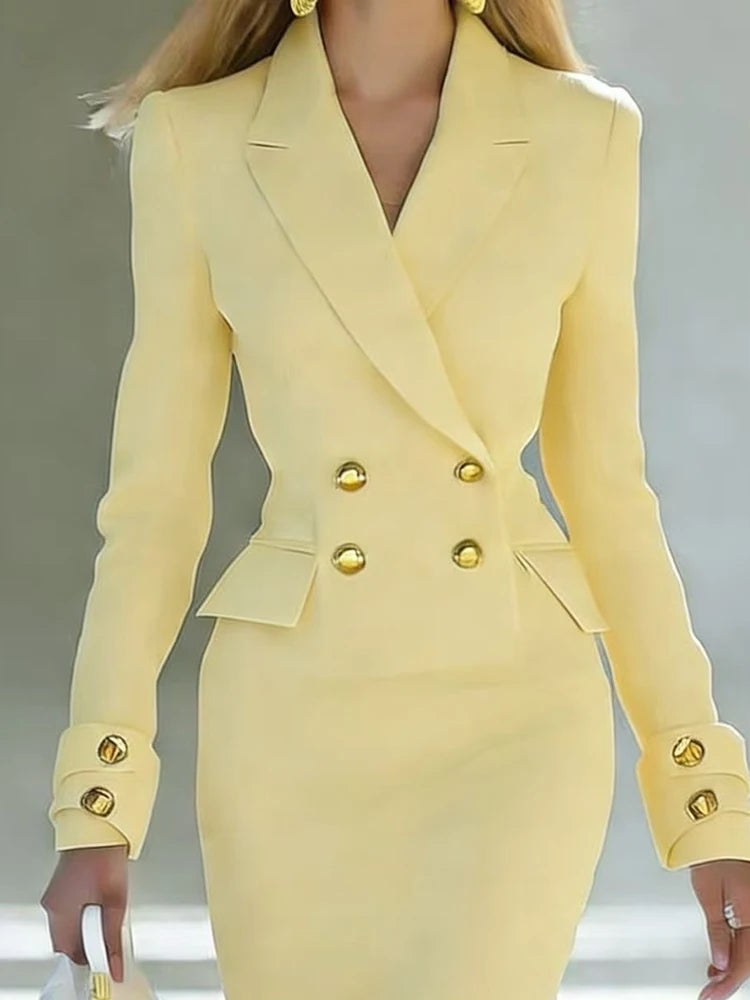 Fashion Long Sleeve V-neck Women's Dress Elegant High Waist Wrap Hips Party Dress for Women Office Lady Solid Color Slim Dress