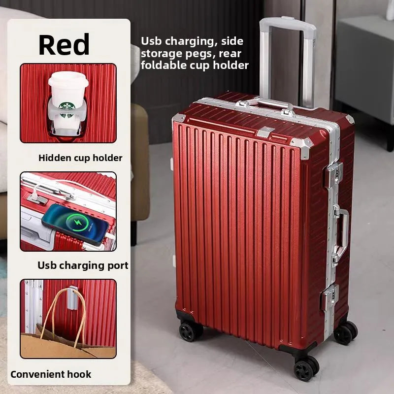 New ultra sturdy aluminum frame luggage, high aesthetic board case, universal wheel business travel box set, optional 20-28 inch