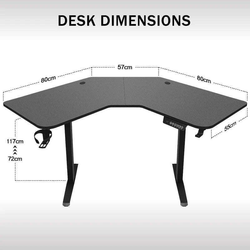 Height-adjustable Desk L Shaped Electric Standing Desk for Study Esports StandUp Corner Computer Desk Home Office Sit Stand Desk - Kimlud
