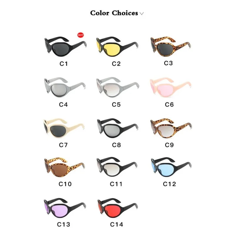 Oversized Y2K Sunglasses Women Lady Trendy Big Frame Vintage Wrap Around Glasses Fashion Punk Silver Shades - Kimlud