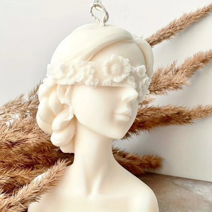 3D Candle Silicone Mold Closed Eye Girl Cover Eyes Girl Mold DIY Plaster Statue Mold Aromatherapy Candle Lamp Candlesticks