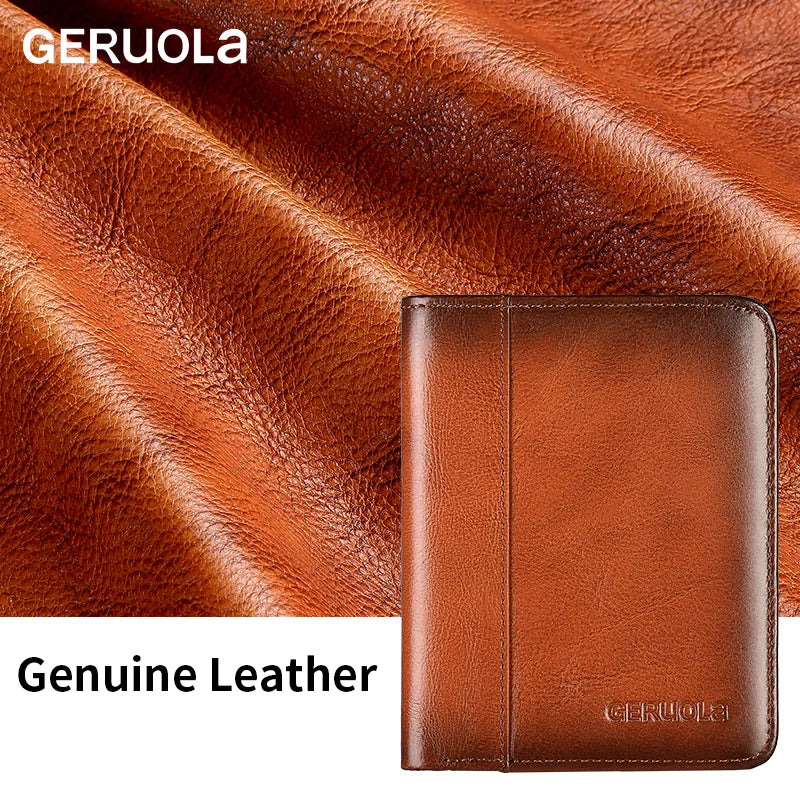 Compact Wallet, Made from Top-Grain Brown Leather with a Gradient Finish, Featuring Built-In RFID Protection Against...