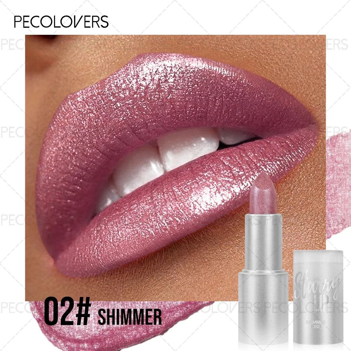 1PC Non-stick Cup, Waterproof, Long-lasting, Rich Colors, Fine Glitter, Pearlescent Lipstick, Ideal Christmas/Halloween Gift