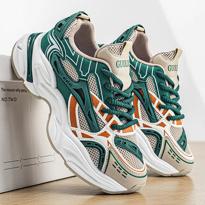 Men's Spring and Summer New Mesh Breathable Versatile Casual Sports Fashion Fried Street Thick-soled Heightening Dad Shoes