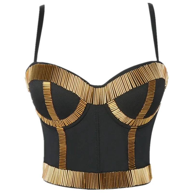 Quality Pearl Tank Tops Rhinestone Women Crop Top Club Clothes Streetwear Y2K Corset Woman Shaper Camis Fashion Feamale Clothing