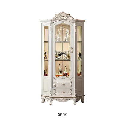 Style Luxury Wood Wine Rack Sideboard Cabinet Storage Home Furniture Royal Living Room Wooden Glass Display Wine Cabinet...