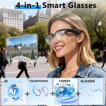 2026 New AI Smart Glasses 4K 8MP HD Camera Video 1080P 100+ Languages Translation WiFi Sunglasses Bluetooth Call Music...