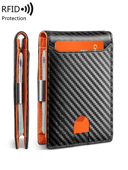 Minimalist men's wallet multifunctional RFID blocking front pocket portable card holder solid color large capacity 11 cardwallet