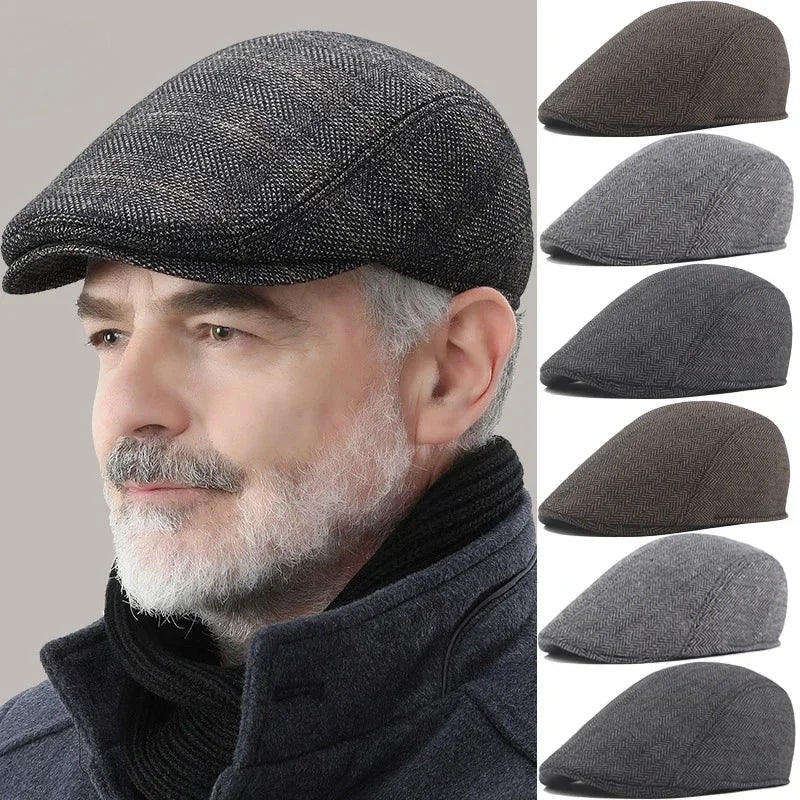 Fashion Berets Men High Quality Autumn Winter Wool Hat Herringbone Flat Cap Classical Artist Painter Hat Male Beret Caps...