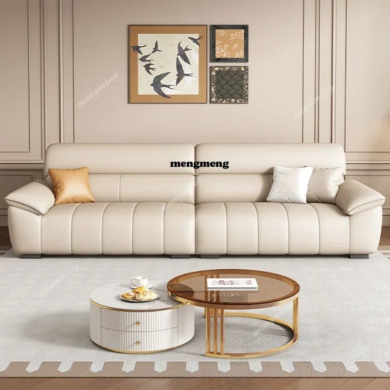 Genuine Leather Fancy Sofas Living Room Unique Lounge Floor Couches Puffs Italian Modern Divani Da Soggiorno Hotel Furniture - Kimlud