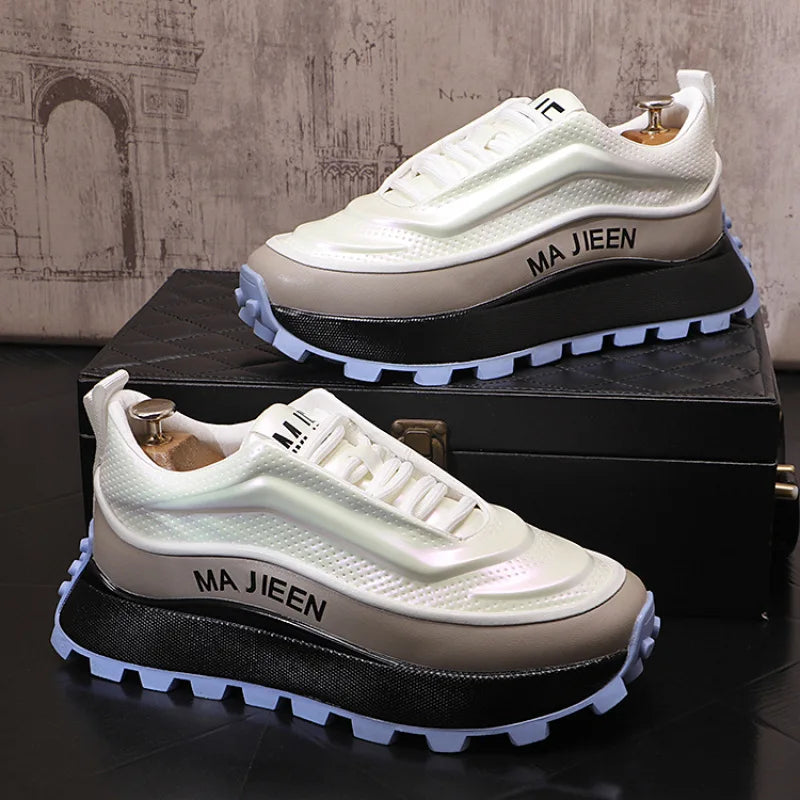 Male trend fashion personality colorful casual shoes Korean version platform color matching versatile dad sports shoes