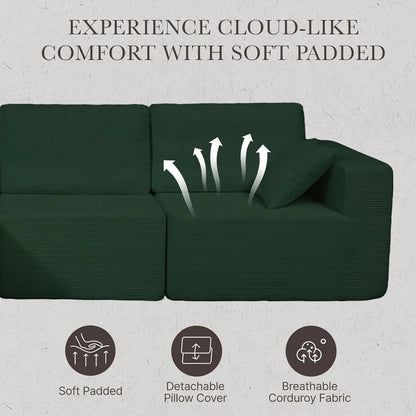 137" Modular Sofa Cloud Couch Sectional Sofa, U-Shaped Sofa with Chaise, Boneless No Assembly Required, Plush, Customized - Kimlud