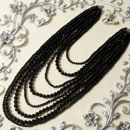 Multi-Layer Bohemian Style Black Beaded Necklace for Women Fashionable Personality Cross-Border Jewelry Accessory |...