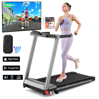 3.5HP Foldable Incline Home Treadmill Walking Pad with Handle Bar Holder 350LBS Capacity Touch Screen Smart App Data Monitoring - Kimlud