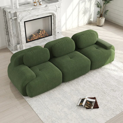 3-seater Sofa in Premium Cordsamt, Non-slip, Ergonomic Armrests and Highly Elastic Upholstery for Living Room and Bedroom, Green - Kimlud