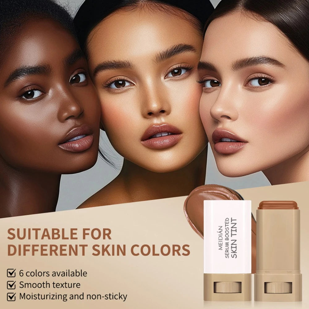 Bronze Foundation Stick Serum Boosted Skin Tint Silky Texture Moisturizing Coverage Concealer Base Even Skin Tone Makeup