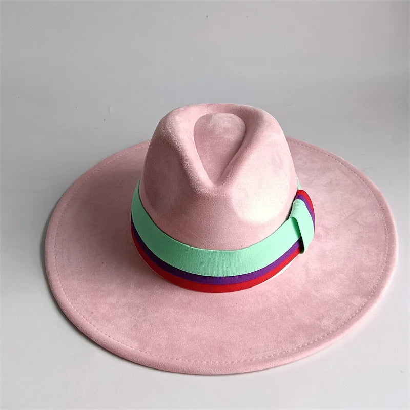 Grayish Brown Suede Hat Wide Brim 2026 NEW Fedora Hat Men Women Autumn Winter Felt Hats Classic Church Fedoras Chapeau...