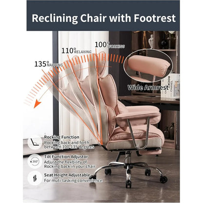 "durable heavy-duty office chair for 400lbs capacity with footrest, ideal for home office desks, available in pink for big and t - Kimlud