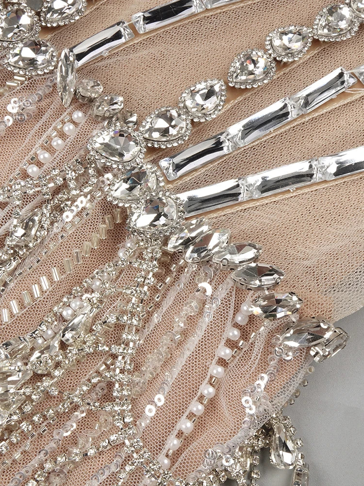 VC Glamorous Silver Sequin Spaghetti Strap Maxi Dress Gown with Cut-Out Detail and High Slit for Red-Carpet Galas