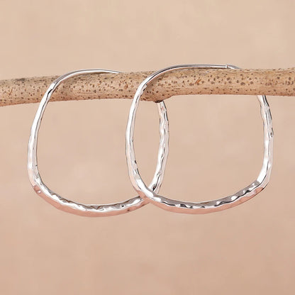 Fashion Concise Design Silvery Plated Square Shaped Hoop Earrings for Women's Vintage Party Vacation Jewelry Accessories Crafts