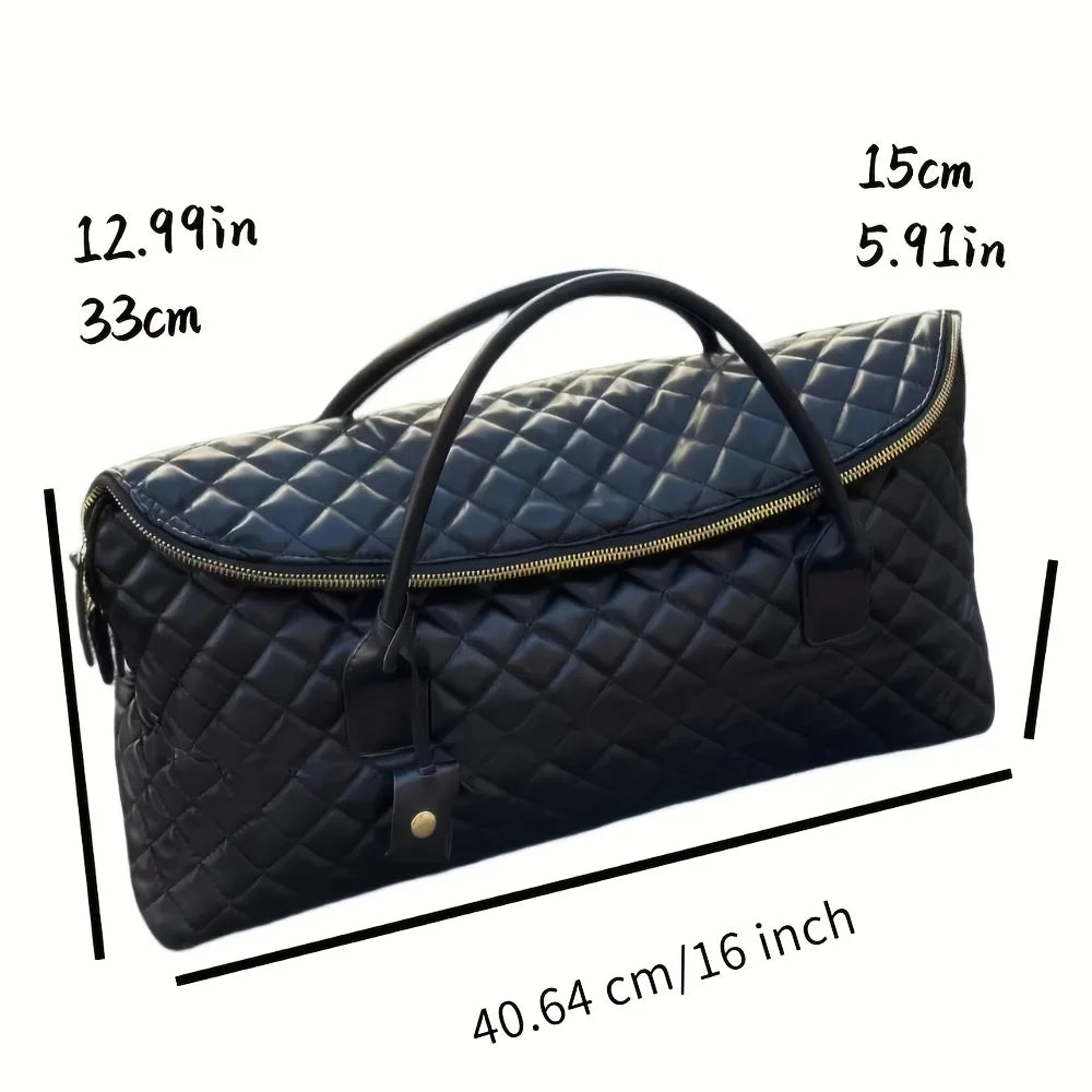 Stylish Vintage Black Quilted Handbag With Exquisite Gold‑Toned Hardware And Lock Details. Spacious And...