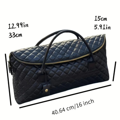 Stylish Vintage Black Quilted Handbag With Exquisite Gold‑Toned Hardware And Lock Details. Spacious And...