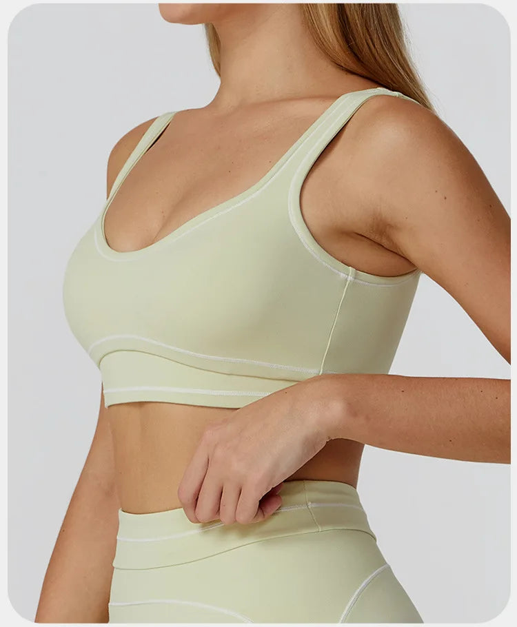 Breathable Yoga Bra Color Contrast Sports Bra Shockproof Gym Fitness Underwear High Strength Workout Top Female Sports...