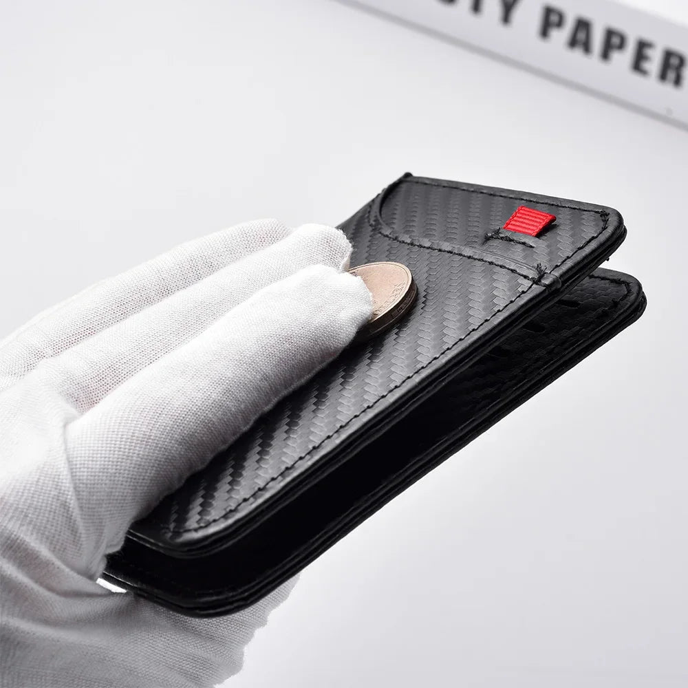 Portable Carbon Fiber Super Slim Soft Wallet PU Leather Mini Credit Card Purse Card Holder Men Wallet Thin Small Short Money Bag