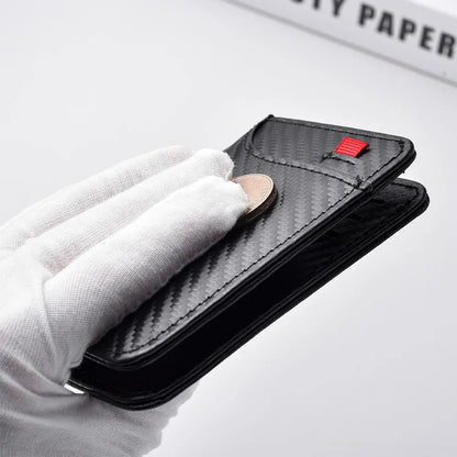 Portable Carbon Fiber Super Slim Soft Wallet PU Leather Mini Credit Card Purse Card Holder Men Wallet Thin Small Short Money Bag