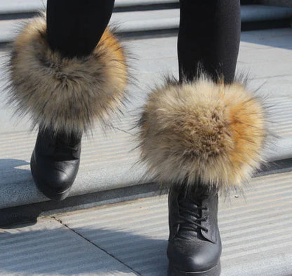 Luxury Faux Fur Fox Artificial Raccoon Shoes Cover Leg Warmers Ankle Boots Feet Cuffs Socks Cover Shoes Sleeve Elastic DIY - Kimlud