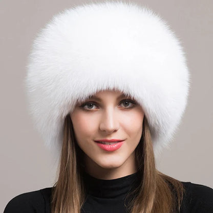 Hot Sale 100% natural Fox Fur Hat Women Cap Thick Fur Cap Winter Warm Hat Female Fashion For Women Hat With Earmuffs Hat...