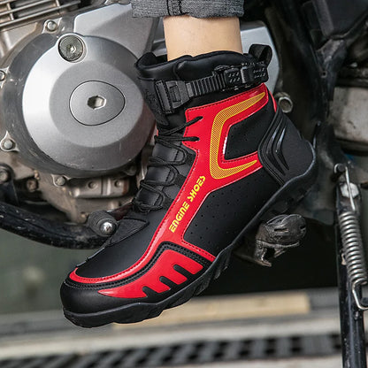 Men Mountain Riding Shoe Outdoor Buckle Casual Shoes Couple's Style Women High Top Motorcycle Shoes Fashionable Motorcycle Shoes - Kimlud