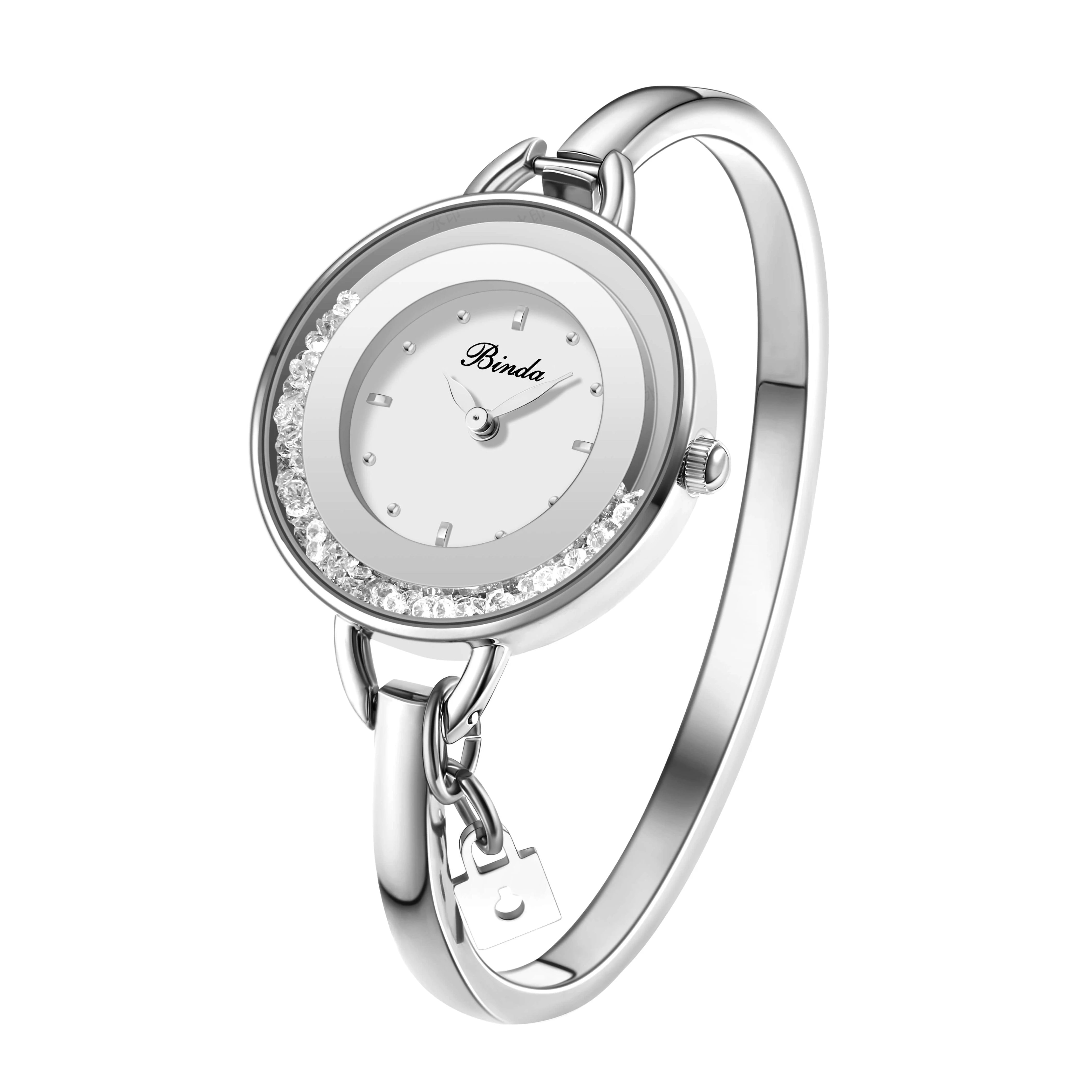 Binda Women’s Elegant Waterproof Quartz Watch – Rainbow Gold Stainless Steel Bracelet, Round Delicate Dial | Kimlud Mid...
