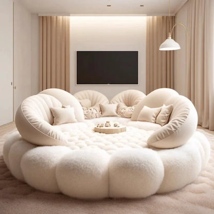 Round Aesthetics Soft Bed Frame European Full Master Bedroom Hotel Create Bed King Size Fashionable Modern Cama Casal...