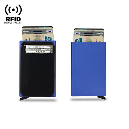 DIENQI Rfid Credit Card Holder Smart Minimalist Aluminium Metal Wallet Thin Pop-up Cardholder Wallets for Men Creditcard Case