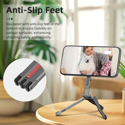 Flymile Magnetic Selfie Stick Tripod for Magsafe iPhone 16 15 14 13 12 Pro Max Samsung Phone Foldable Desktop Tripod 1/4" Holes
