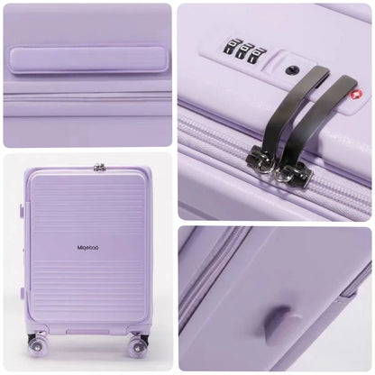 Wide Handle Trolley Suitcase Scalable Large Capacity Case Rolling Luggage Side Opening Pocket Bag With TSA Lock Colorful Wheels