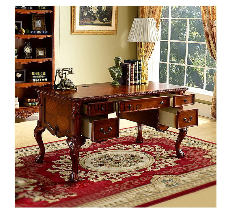 American solid wood desk home computer office rack combination writing desk chair - Kimlud