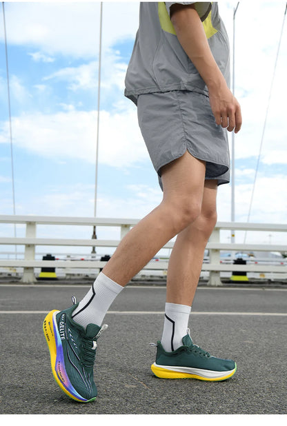 Fluorescence Sports Running Shoes Men Marathon Sneakers CarbonPlate Lightweight Breathable Comfortable Women Athletic Sneakers