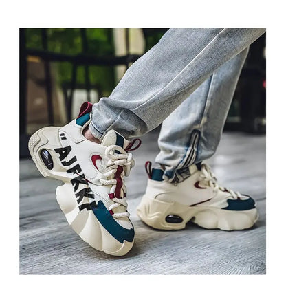 Ins Color-blocking Trendy Men's Shoes 2025 Yellow Dad Shoes Chunky Sneakers Man Thick-soled Height-enhancing Casual Sports Shoes