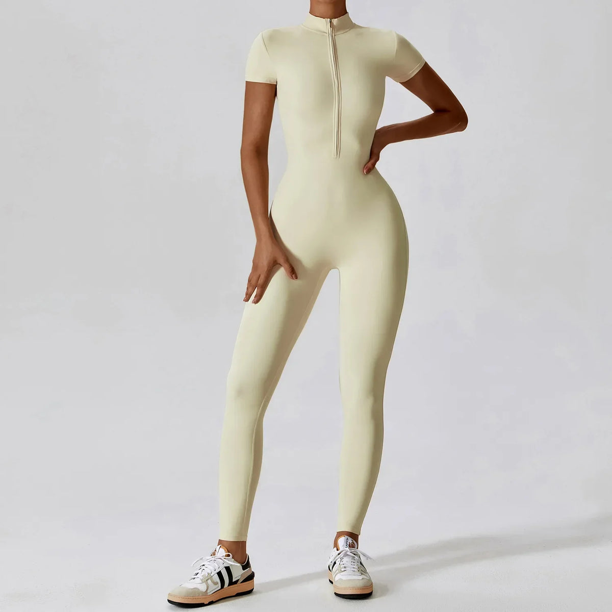 Yoga Jumpsuit Women Seamless Sports Zipper Jumpsuit Set Gym Long Sleeve Fitness Suit Elastic Gym Workout Bodysuit Athletic Wear - Kimlud