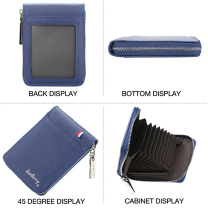 Men's Organ Card Holder Bag Pu Document Bag Fashion Zipper Multi-Card Coin Pocket Wallet | Kimlud Mid Range Bag