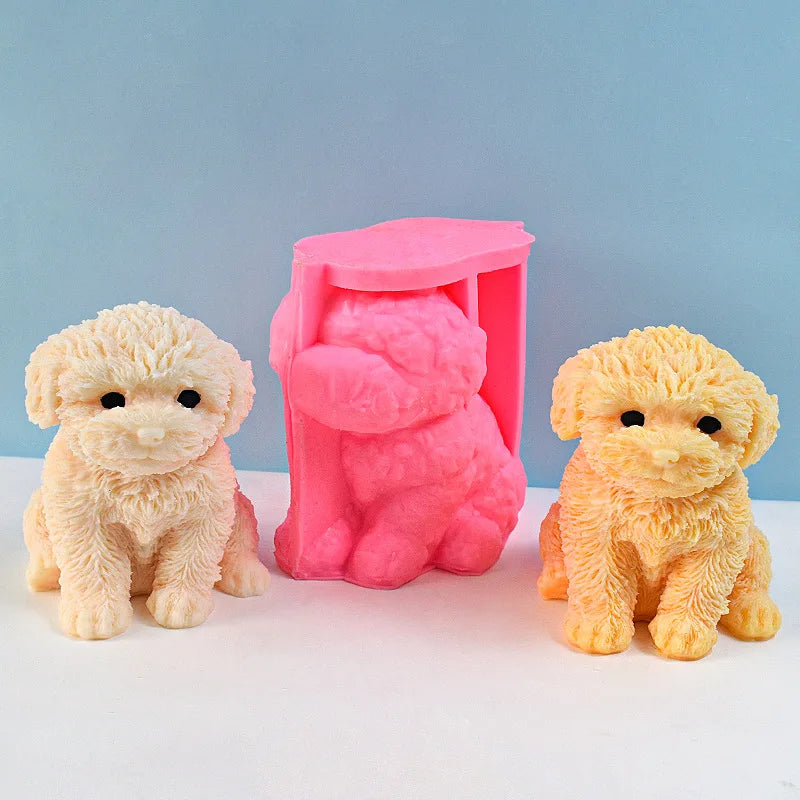 Teddy Dog Candle Mold Cute Animal Pet Puppy Dog Handmade Aromatherapy Plaster Soap Silicone Mould DIY Home Decoration Tools - Kimlud