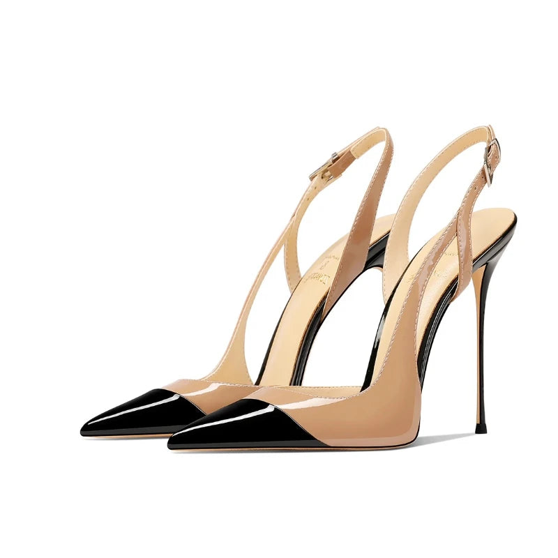 2025 Spring New Naked Lacquer Leather Design with a Small, Non tiring, High end, Pointed, Fine Heel, Professional High Heels - Kimlud