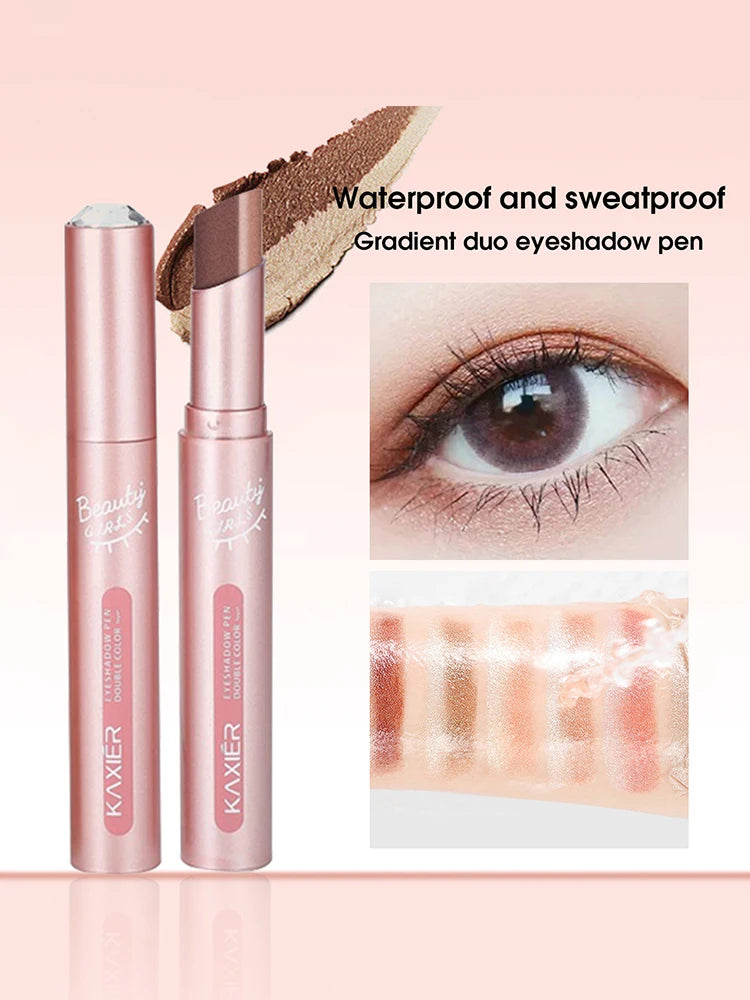 Gradient two-color eye shadow pen waterproof, sweat proof, not easy to smudge, pearlescent, fine shiny, lazy eye shadow...