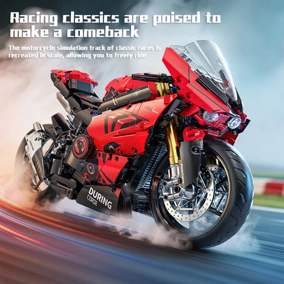 TOYLINX High-Tech 2024PCS 1:5 Scale Motorcycle Building Blocks City Motorbike Locomotive Modular Bricks Model Toys For Kid Gifts